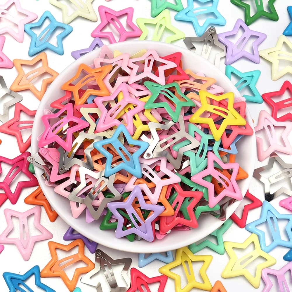 50 pcs/lot métal coloré enfants BB pinces à cheveux Y2K étoile pinces à cheveux pour pince à cheveux