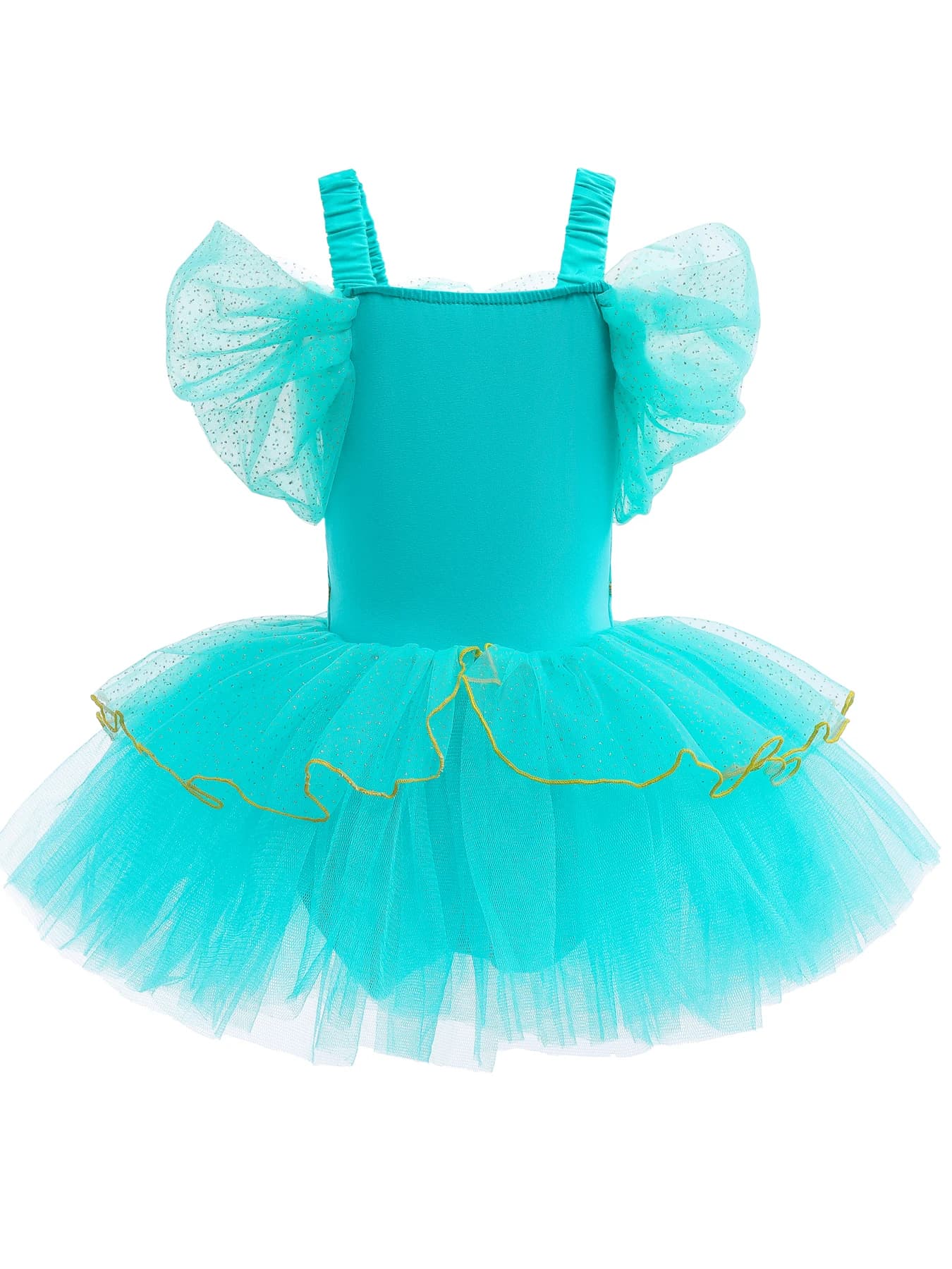 Robe de danse de Ballet pour filles, princesse Jasmine, manches à volants, jupe Tutu courte, Costume