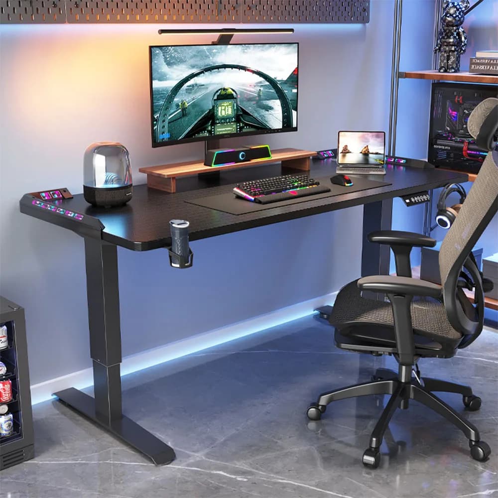 Bureau électrique à mouvement réglable en hauteur, Table d'ordinateur moderne, ascenseur motorisé, b