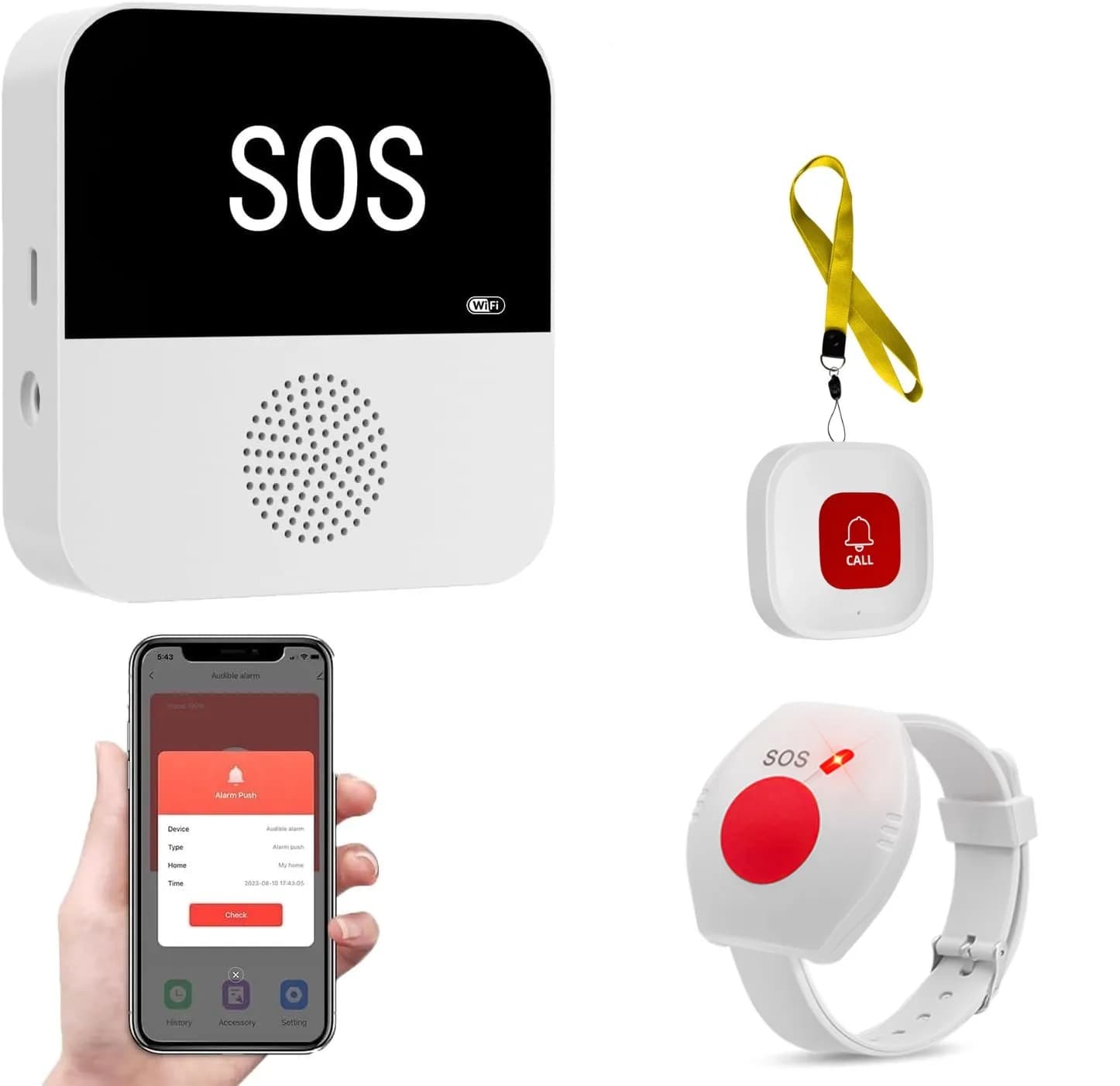 Bouton d'appel d'urgence pour personnes âgées, système d'alarme WiFi Tuya pour la maison, récepteur 