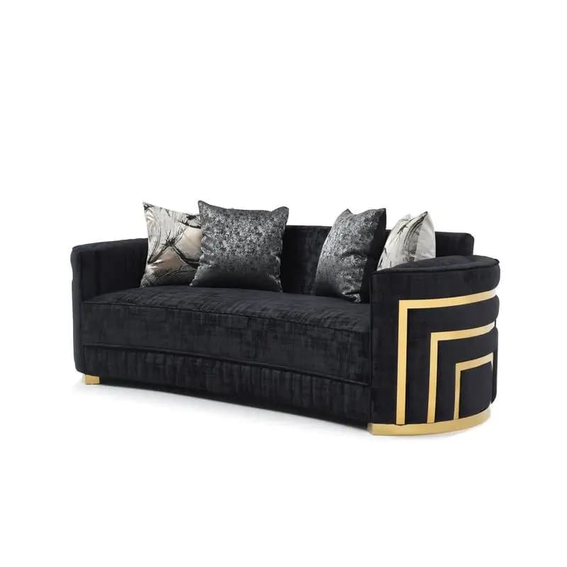 Canapé noir G00523A-S, design moderne, sièges de maison élégants et confortables, idéal pour les esp