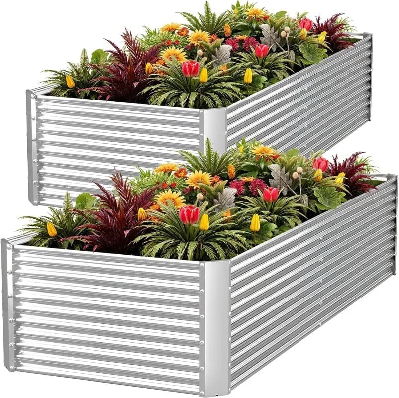 Lit de jardin surélevé galvanisé de 8x4 pieds de haut, lit de jardin au-dessus du sol pour légumes, 