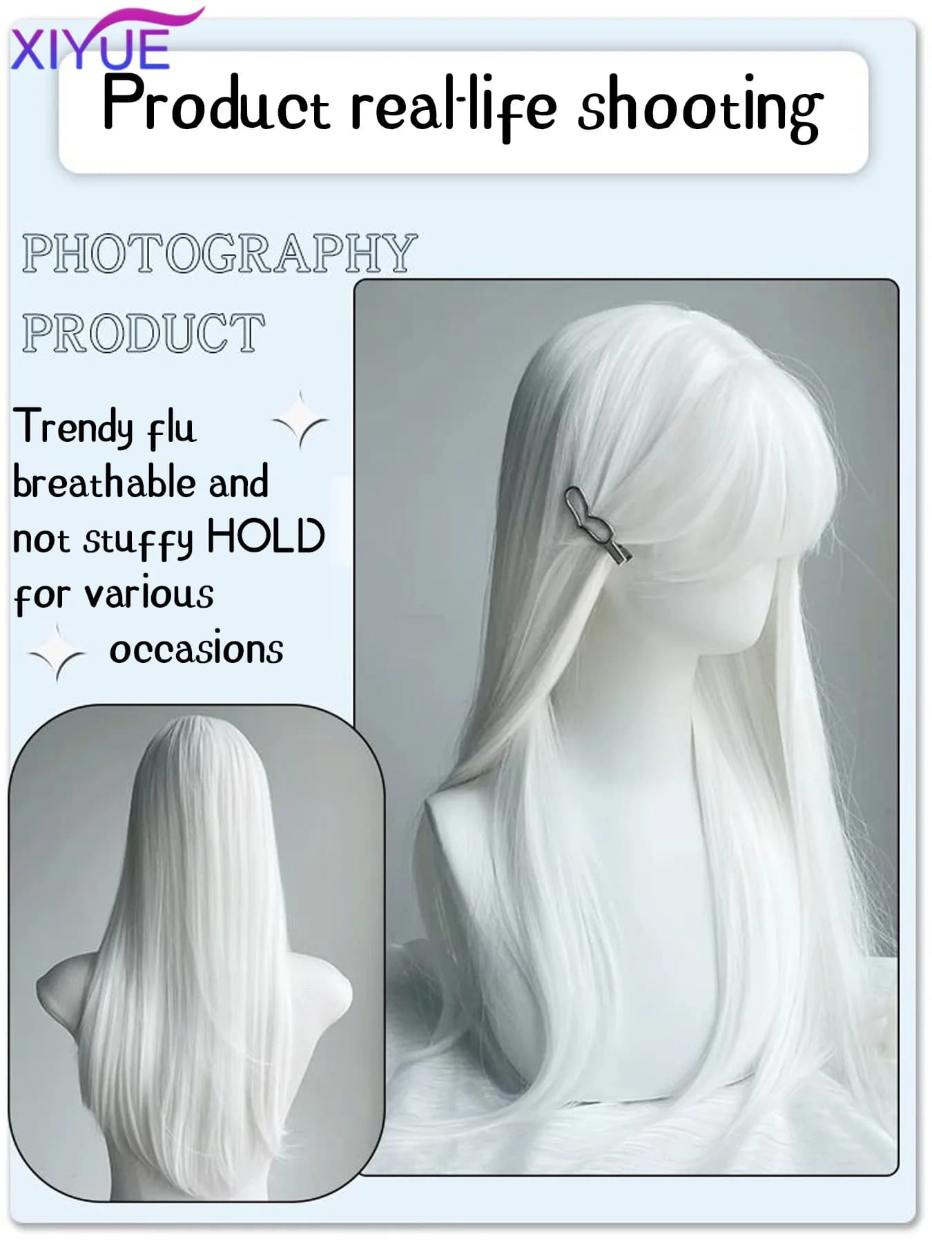 XIYUE – perruques synthétiques longues et lisses blanches pour femmes, faux cheveux colorés de fête 