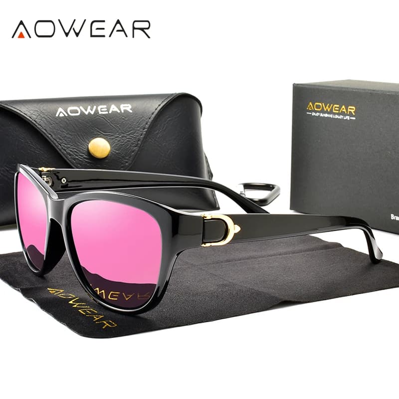 AOWEAR marque concepteur Vintage lunettes de soleil polarisées pour femmes oeil de chat mode nuances