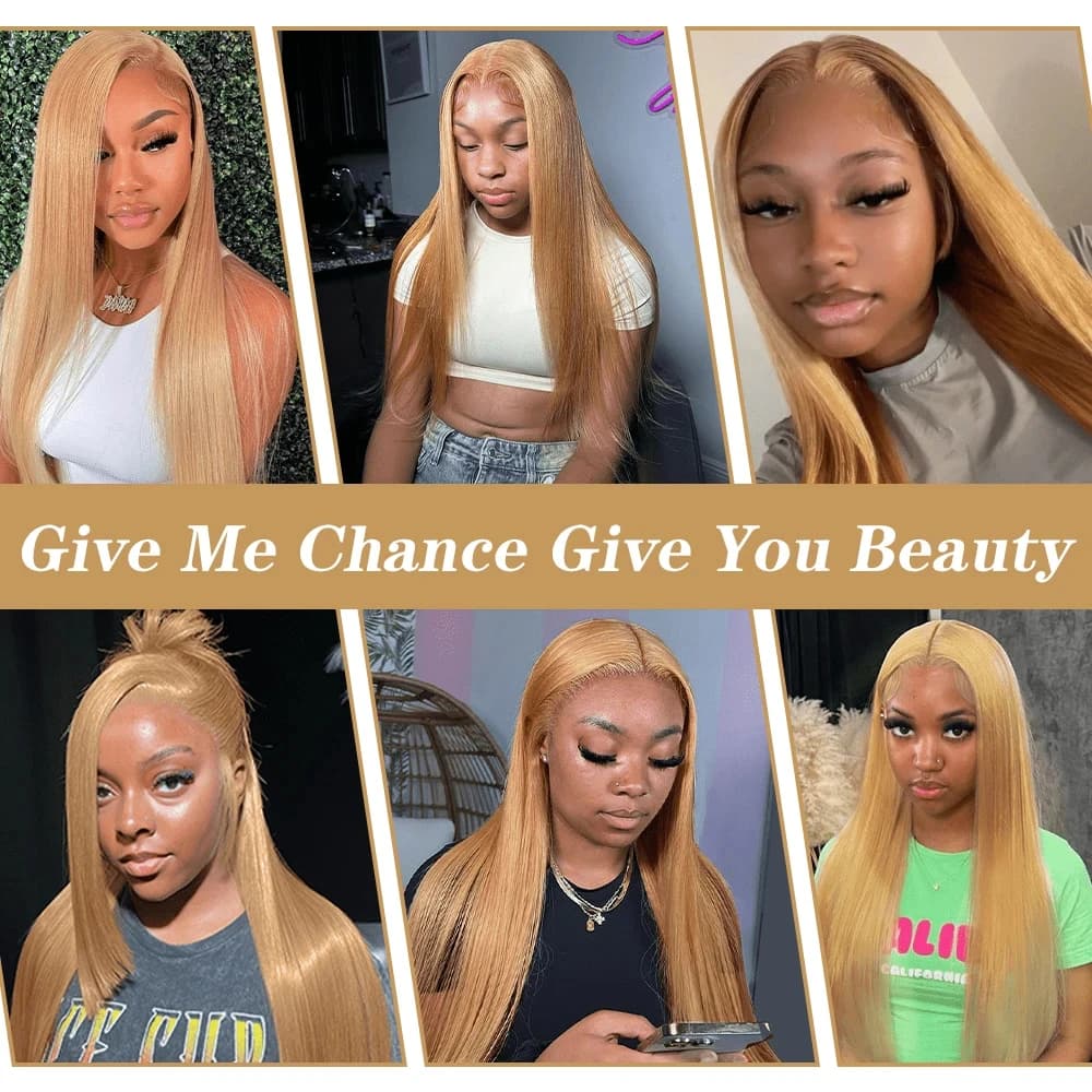 13x6 miel blond droite Hd dentelle perruque de cheveux humains 250 densité 13x6 brésilien os Hd dent