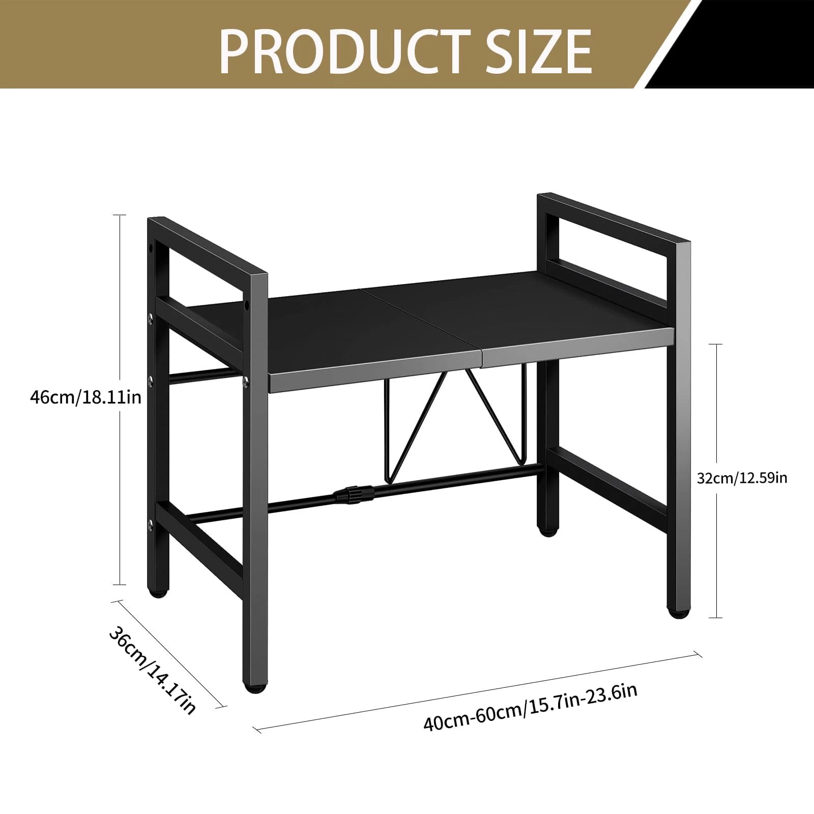 Organisateur d'étagère pour micro-ondes extensible 42-64cm, organisateur de comptoir pour micro-onde