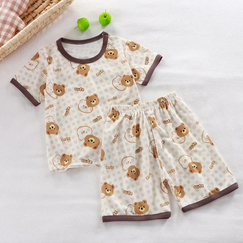 Ensemble pyjama pour bébé, manches courtes, vêtements de nuit pour bébé, dessin animé, vêtements de 
