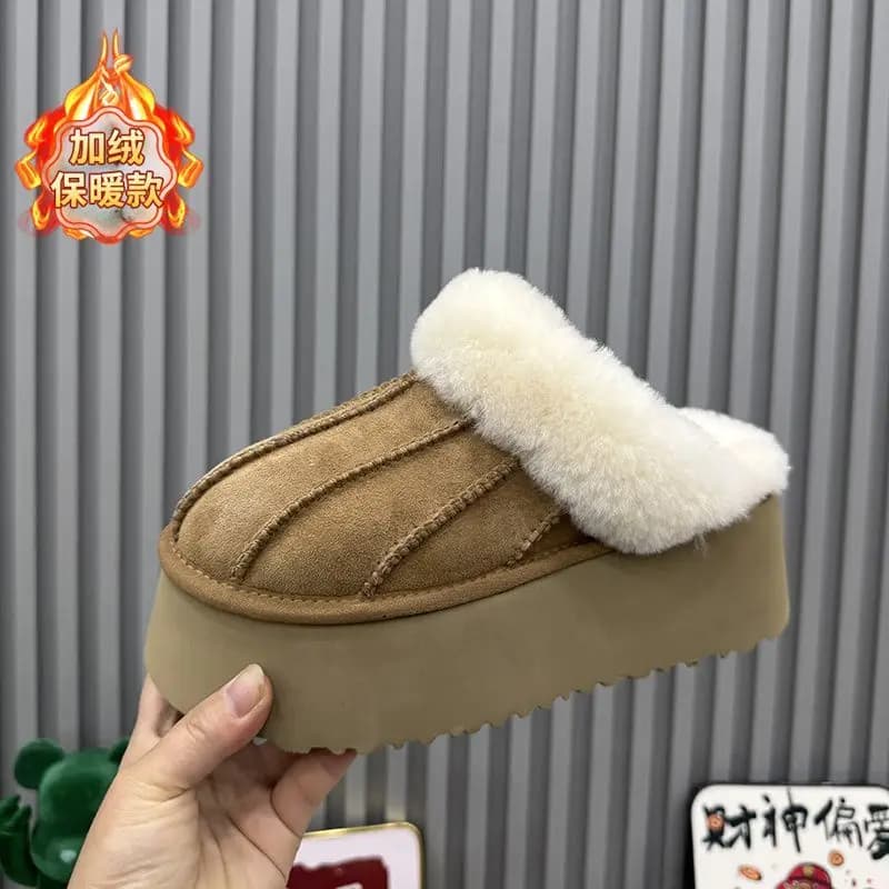 Chaussons d'intérieur pour femmes, hiver, nouveaux chaussons en daim chauds avec fourrure, design à 