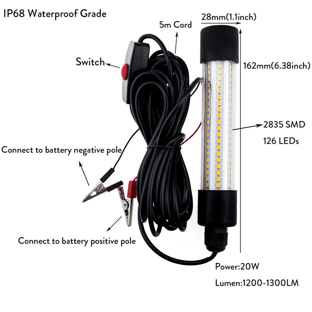 12V LED lumière de pêche 126 pièces 2835 SMD leurres étanches lampe de recherche de poisson attirant