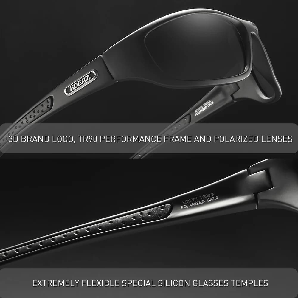 KDEAM-Lunettes de soleil polarisées avec étui à fermeture éclair pour homme, matériau TR90, logo de 