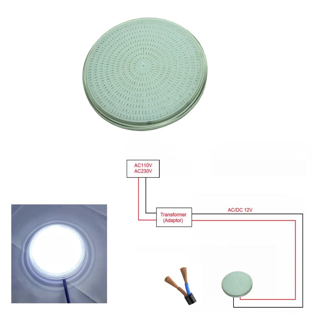 Ampoule de piscine LED, 24W, lumière remplie de résine, spot piscine AC12V, couleur LED RGB PAR 56, 