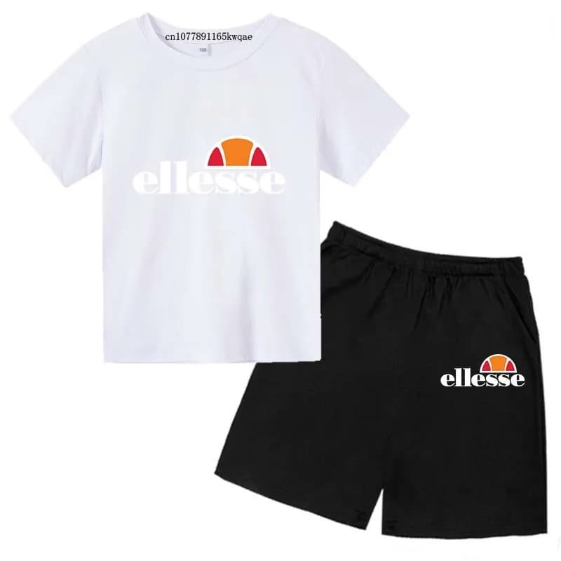 Enfants été loisirs lettre 2 pièces col rond manches courtes T-shirts + pantalons costumes 3-13 ans 