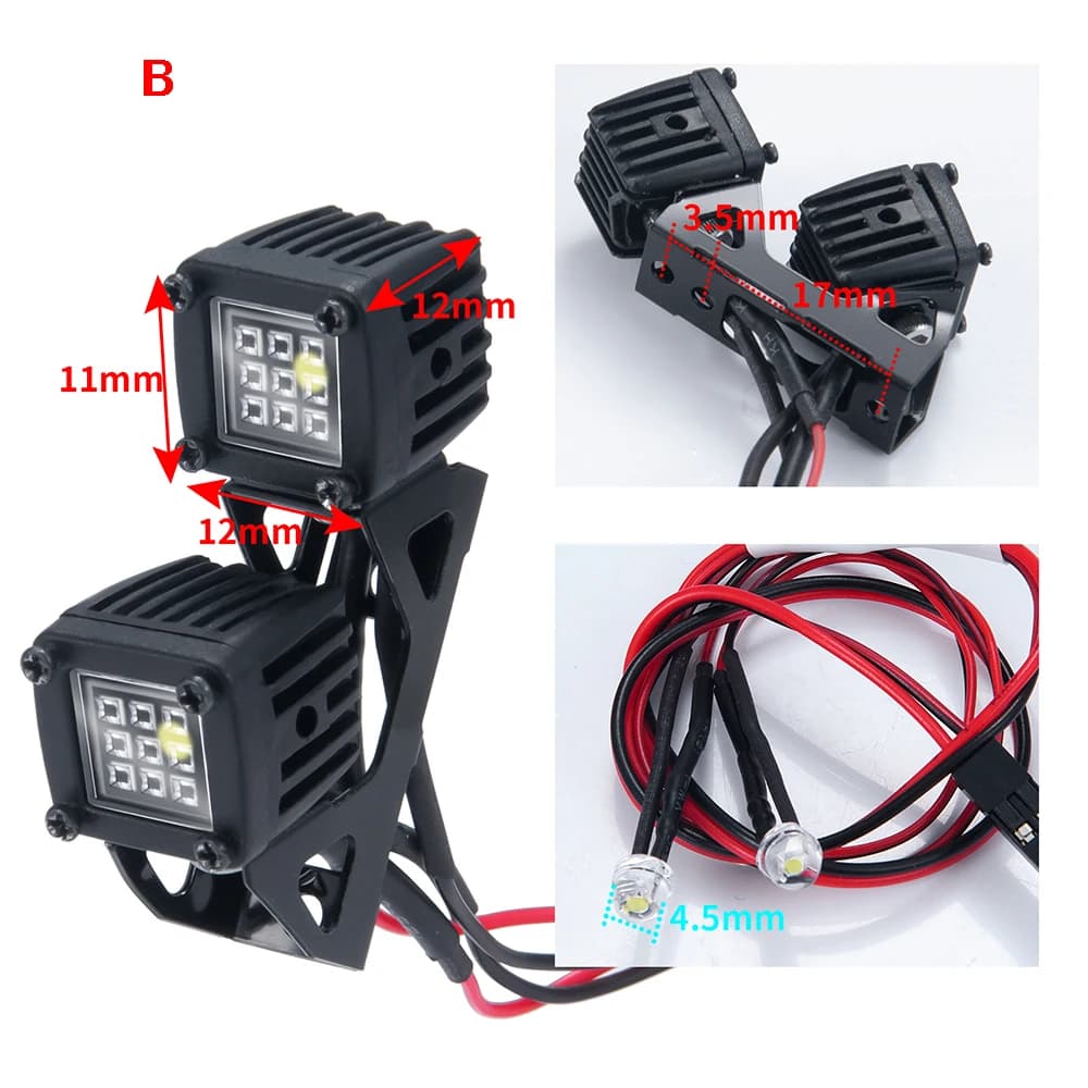 AXSPEED – support de bagages avec feux latéraux LED pour TRX4 TRX6 Axial SCX10 Wraith Axial SCX24 1/