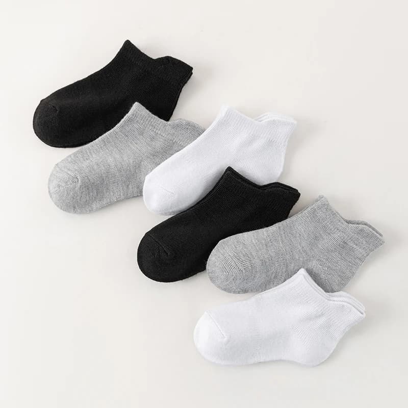 6 paires de chaussettes pour enfants, chaussettes blanches pour bébés garçons et filles
