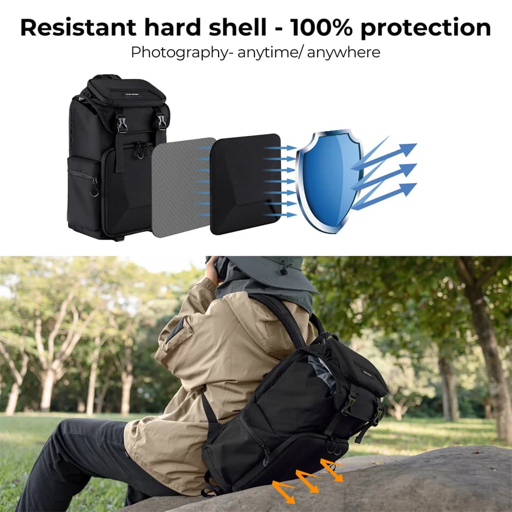 Sac à dos K&F CONCEPT 25L avec compartiment pour ordinateur portable 15,6 pouces, étui pour appareil