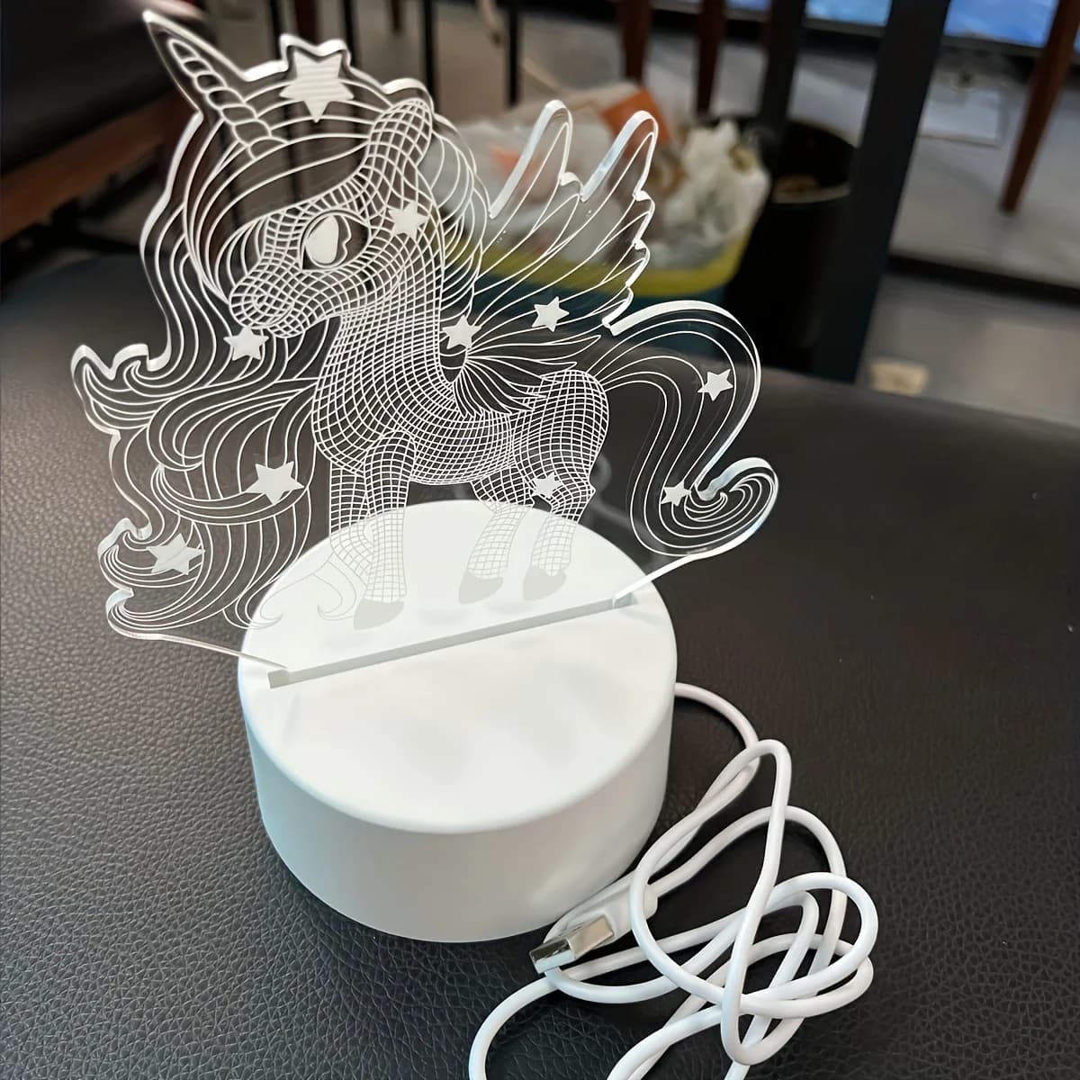 Veilleuse 3D poney mignonne, avec toucher et télécommande, lumière ambiante à 16 couleurs changeante