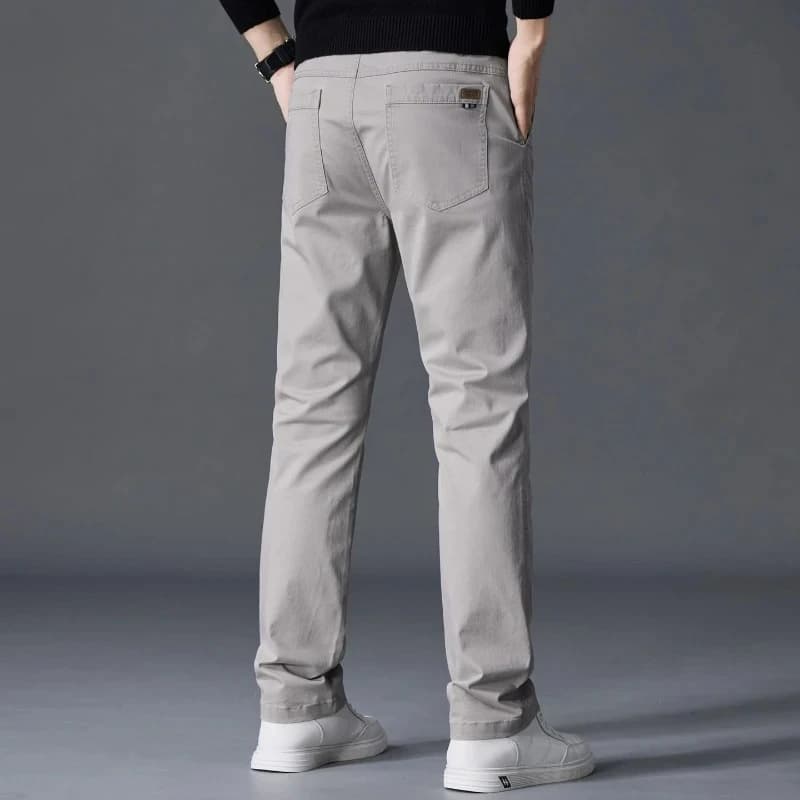 Pantalon en coton pour homme, coupe droite classique, élastique, couleur unie, décontracté, pour aff