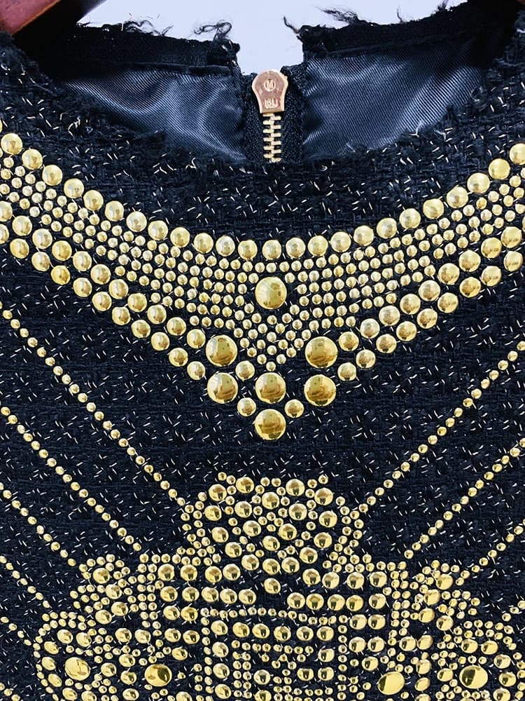 HIGH STREET 2026 Nouvelle robe de créateur tendance pour femmes, sans manches, avec rivets métalliqu