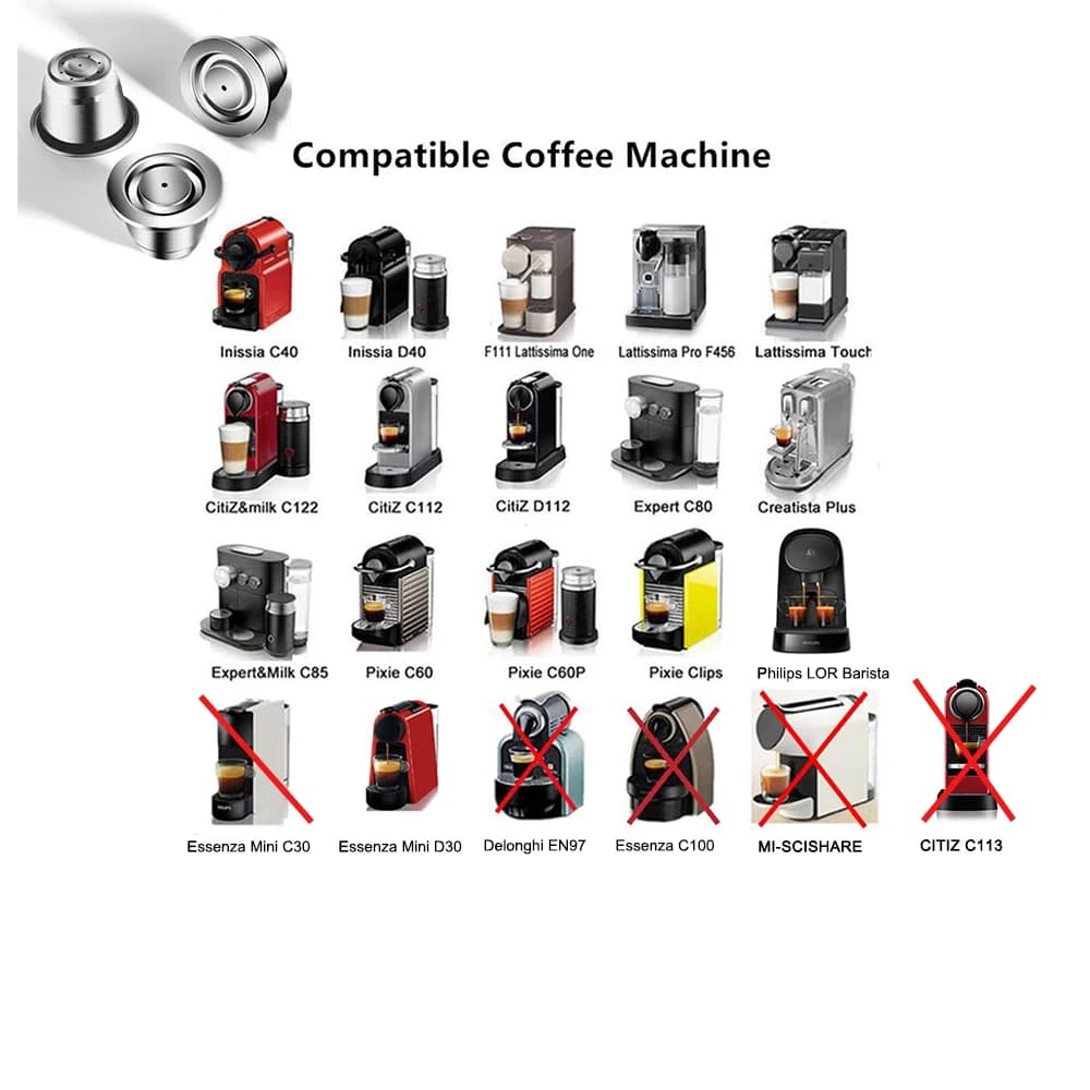 Capsules de café Nespresso réutilisables, tasse en acier inoxydable, rechargeables, filtre de rempli