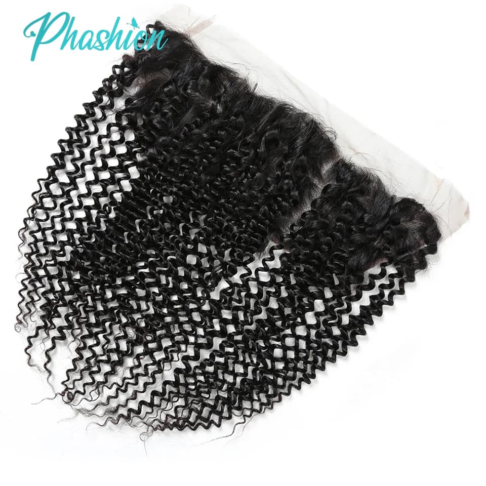 Phashion crépus bouclés oreille à oreille 13x4 dentelle frontale transparente suisse 4x4 fermeture p