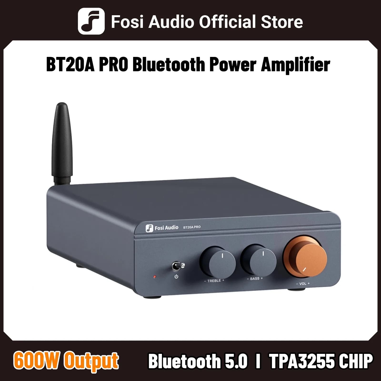 Amplificateur de puissance audio Bluetooth Fosi Audio TPA3255 300W x2 Mini HiFi Stéréo Classe D avec