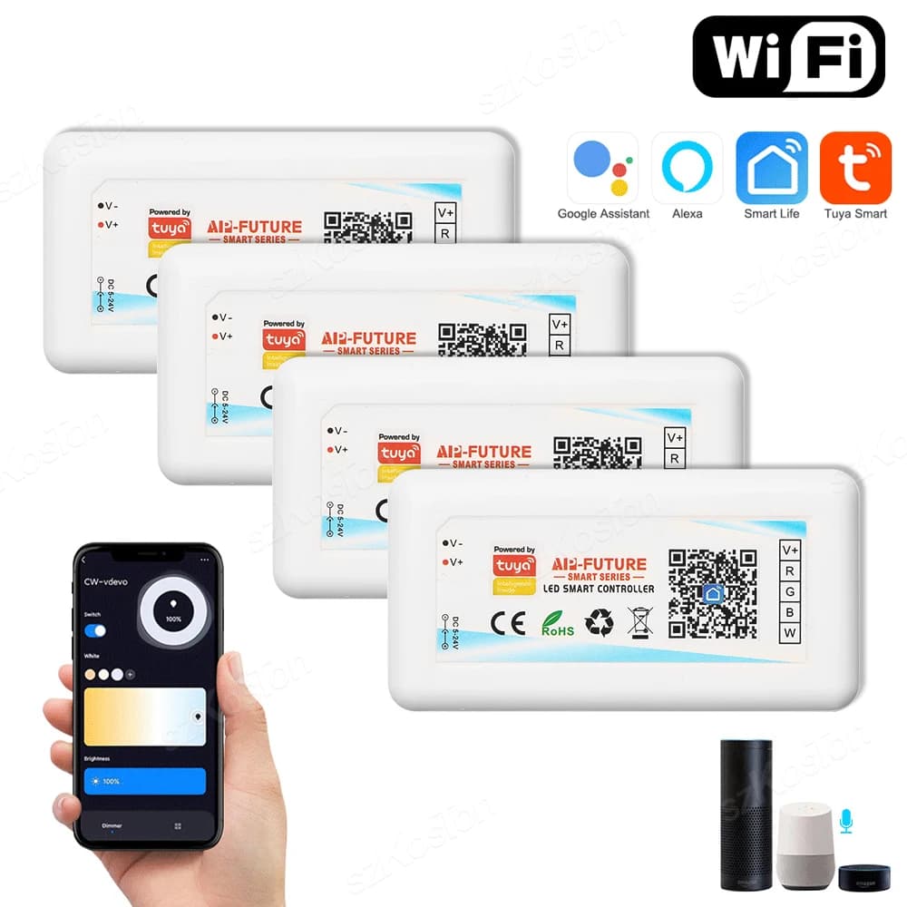 Tuya WiFi contrôleur LED intelligent DC5V-24V RGB/RGBW/RGBCCT variateur couleur unique bande LED tél