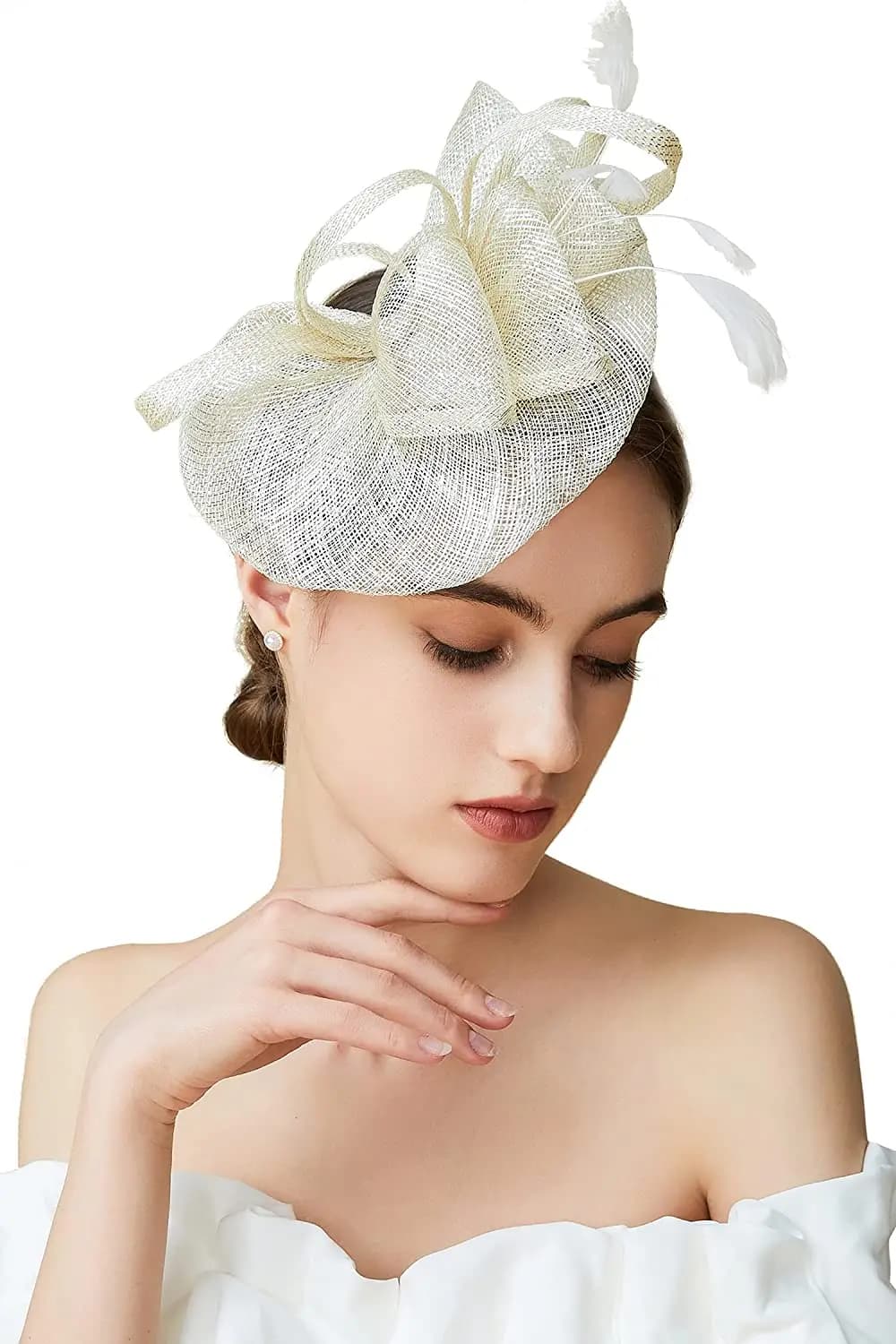 Chapeau Fascinateur Plume Derby Sinamay pour Femme, Bandeau de Sauna, Pillbox, Tri, ixdu Thé, Cockta