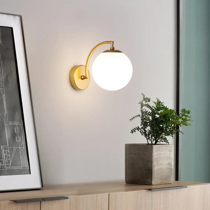 Lampes murales LED modernes boule de verre applique murale nordique minimaliste salon chambre chevet