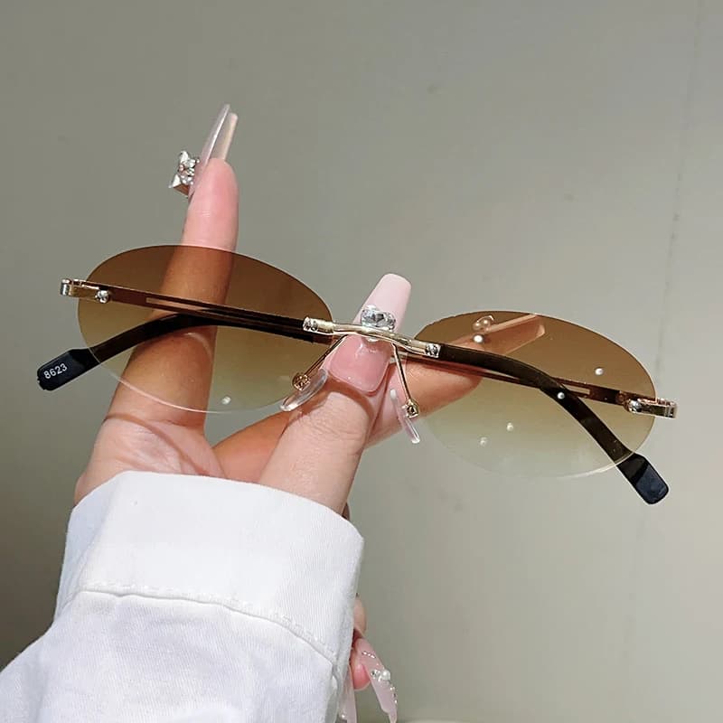 KAMMPT sans monture ovale lunettes de soleil hommes mode dégradé décor nuances femmes 2025 nouveau à