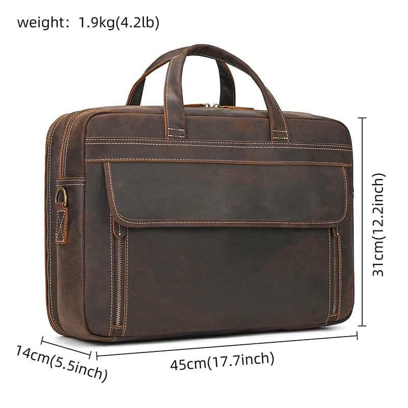 Grand porte-documents en cuir véritable pour ordinateur portable de 45cm, sac pour ordinateur de 16 