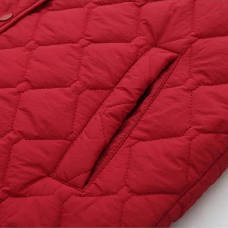 Parkas minces à manches Leurs lan simples pour femmes, manteau rembourré Argyle, veste matelassurera