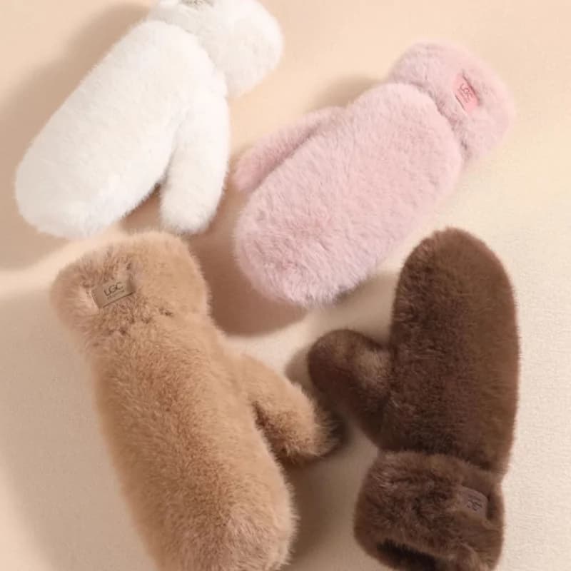 Gants d'hiver en fausse fourrure de lapin pour femmes, coupe-vent, peluche épaisse et chaude, en cac