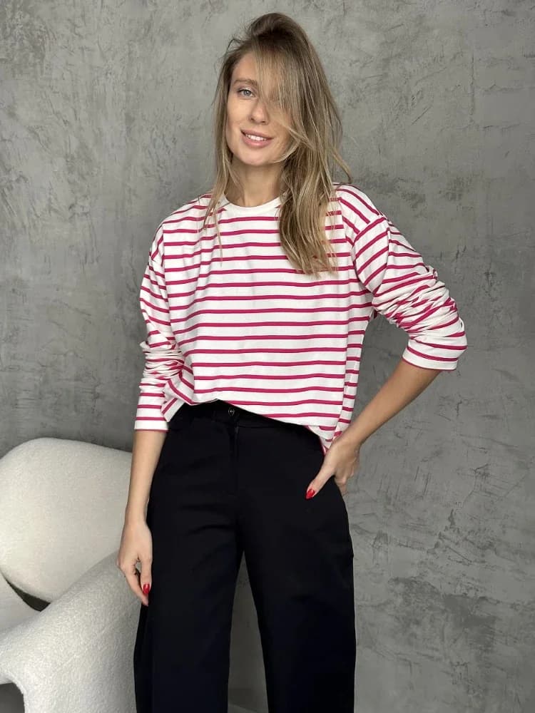 Bornladies 2025 été à manches longues rayé T-Shirts femmes basique décontracté hauts femme confortab