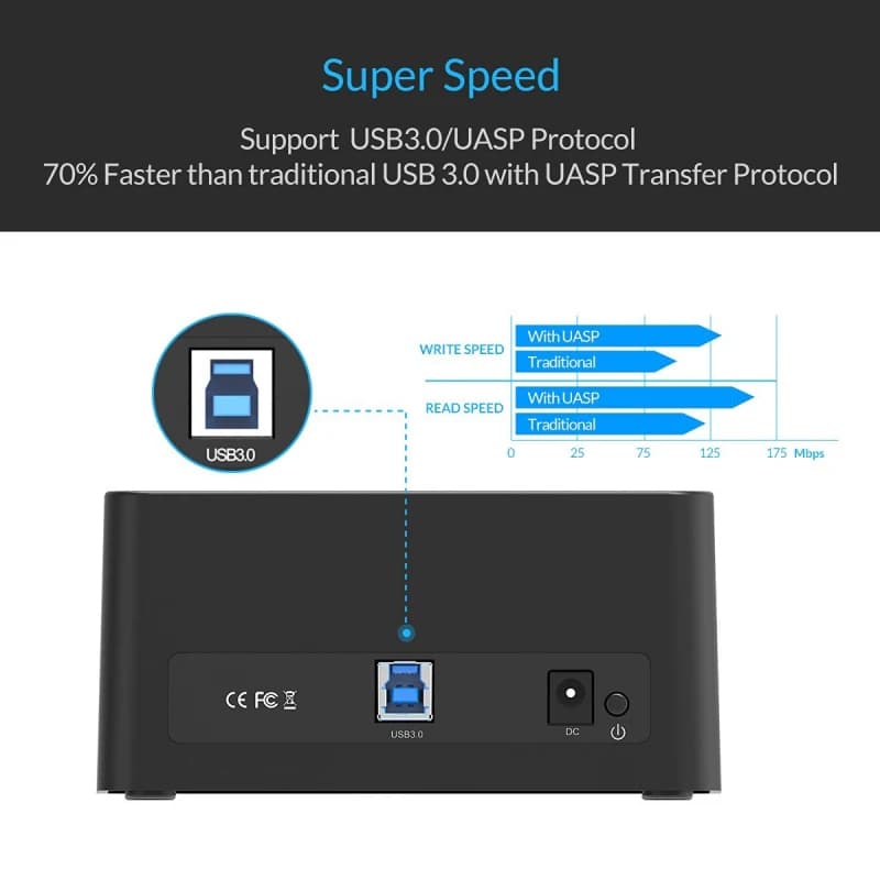 Station d'accueil pour disque dur SATA ORICO 2,5 / 3,5 pouces, adaptateur SATA vers USB 3.0 pour dis