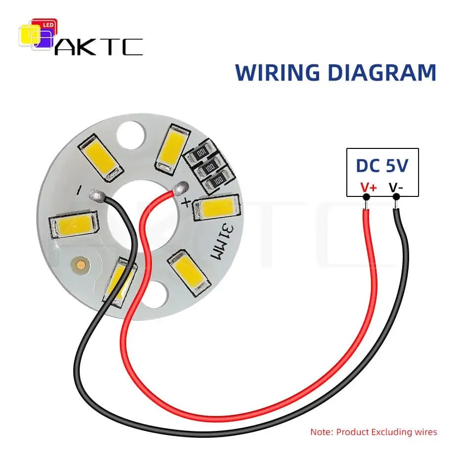 Panneau lumineux LED 5V 3W 6 LED SMD5730, 10 pièces, ampoule ronde, Source de lampe Dia 31mm rouge/v