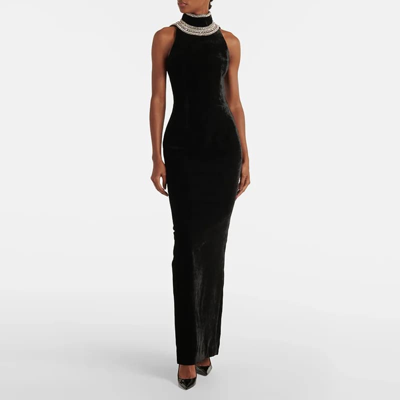 Robe à perles lourdes pour femmes, Streetwear tendance, élégante, amincissante, Sexy, dos nu, en vel