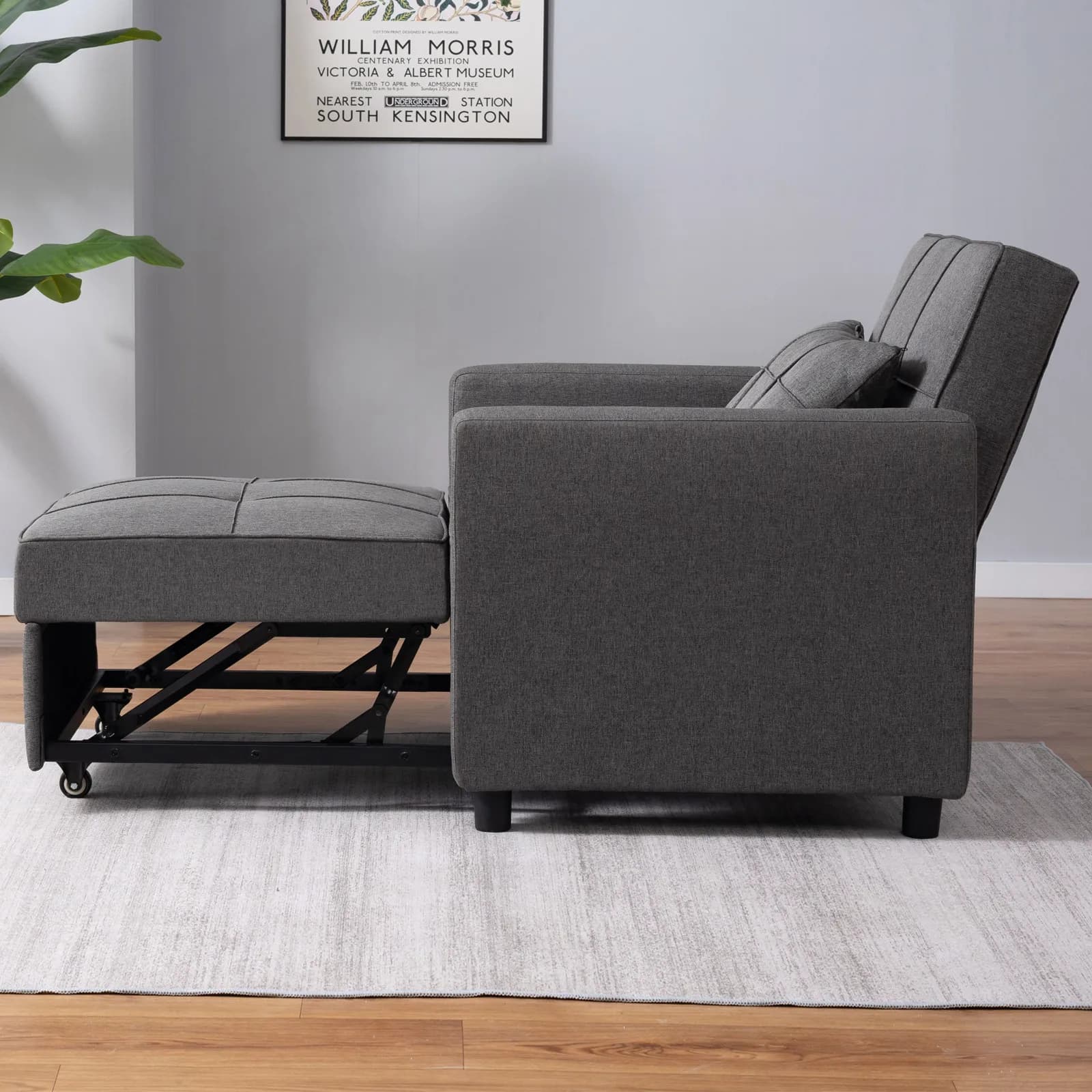 HORGgland O-Canapé-lit simple avec 3 inclinaisons réglables, fauteuil convertible, chaise longue ner