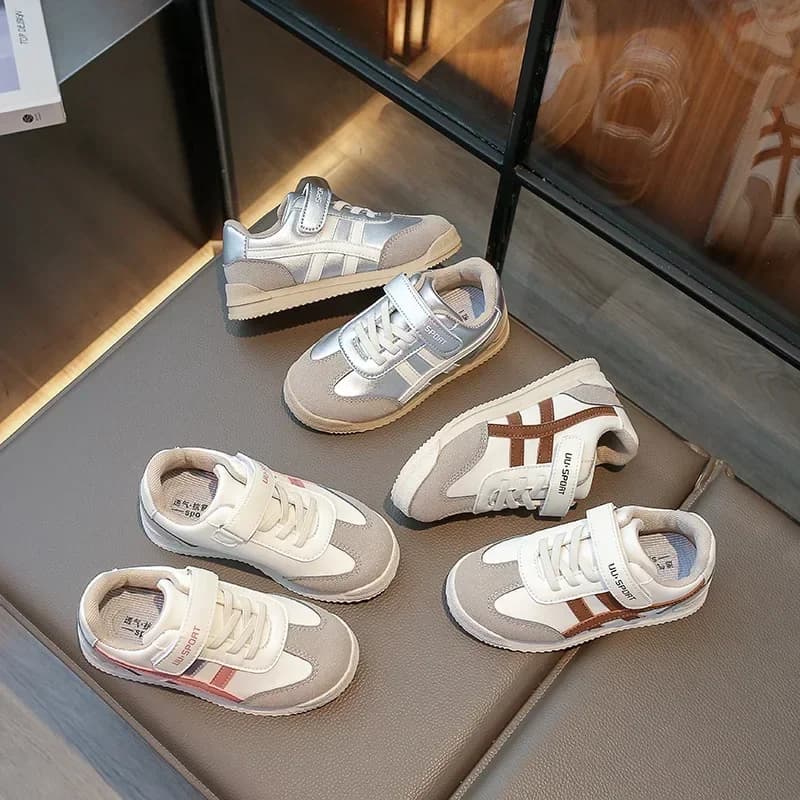 Chaussures de sport pour enfants, colorées, avec coutures, fermeture auto-agrippante, bout rond, sem