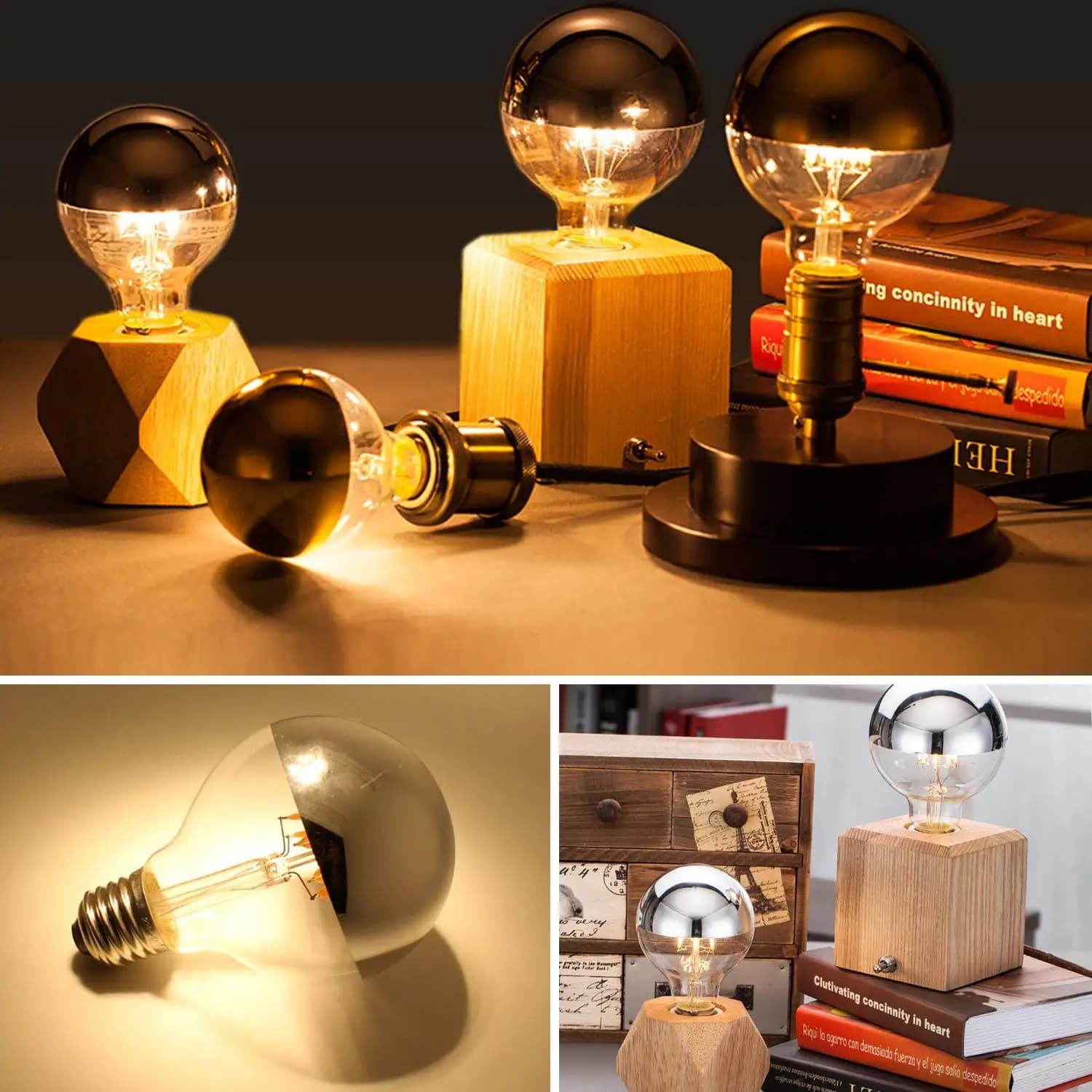 Ampoule Vintage à Intensité Réglable, Suspension à Filament Décoratif, Half Chrome, 4W, 2700K, 220V,