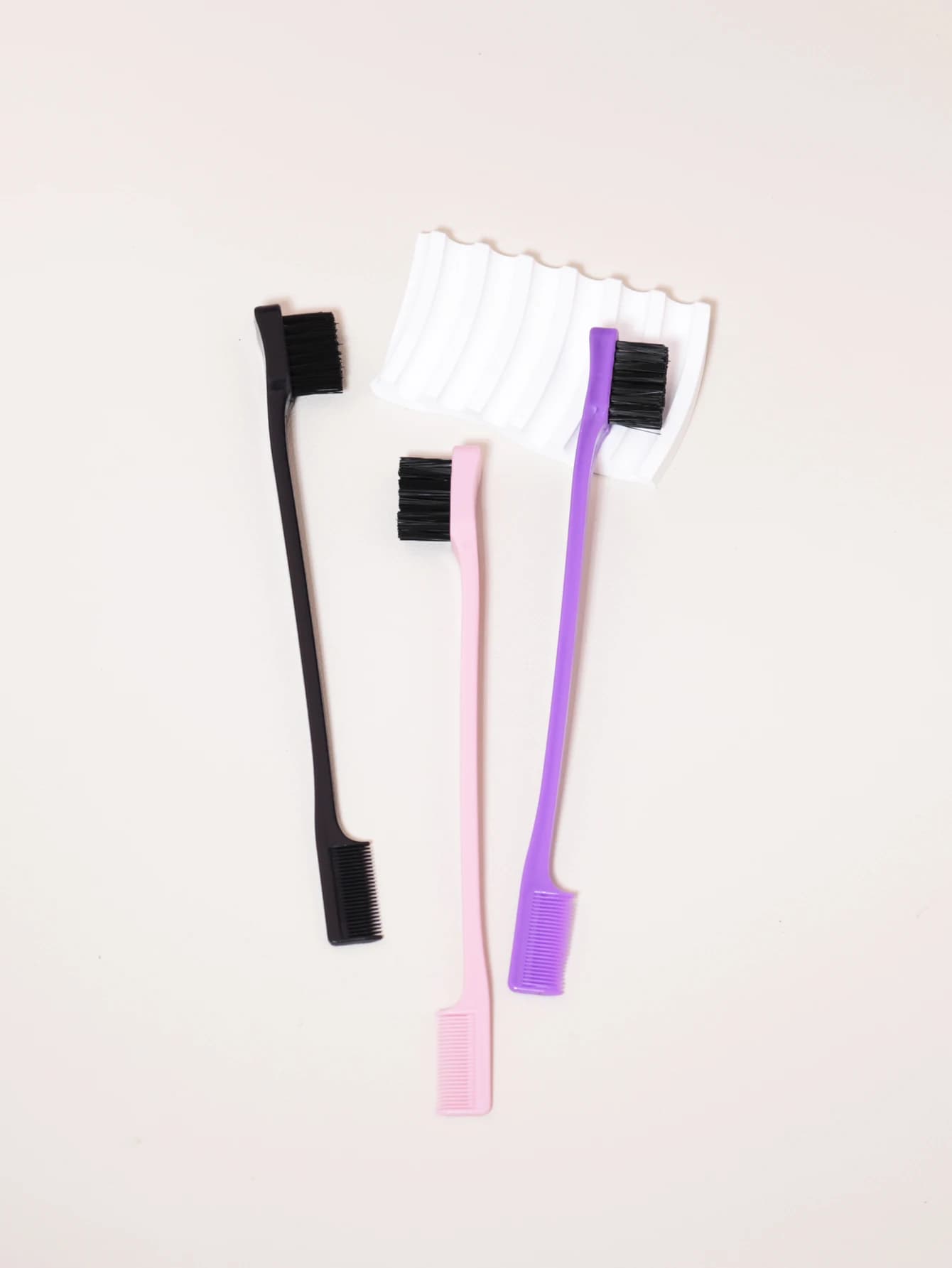 Peigne à cheveux, brosse à sourcils, double face, contrôle des bords, brosse arrière, outil de coiff