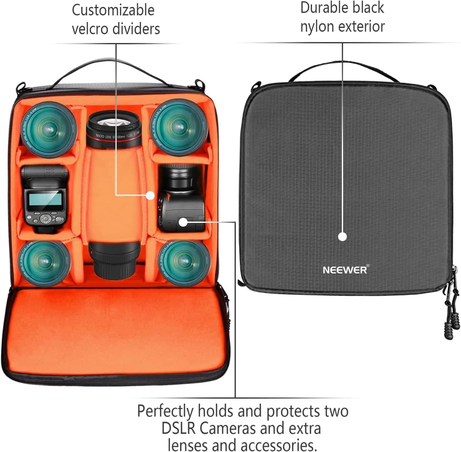 Neewer – sac rembourré pour appareil photo à cloison Flexible, sac à main de Protection pour apparei
