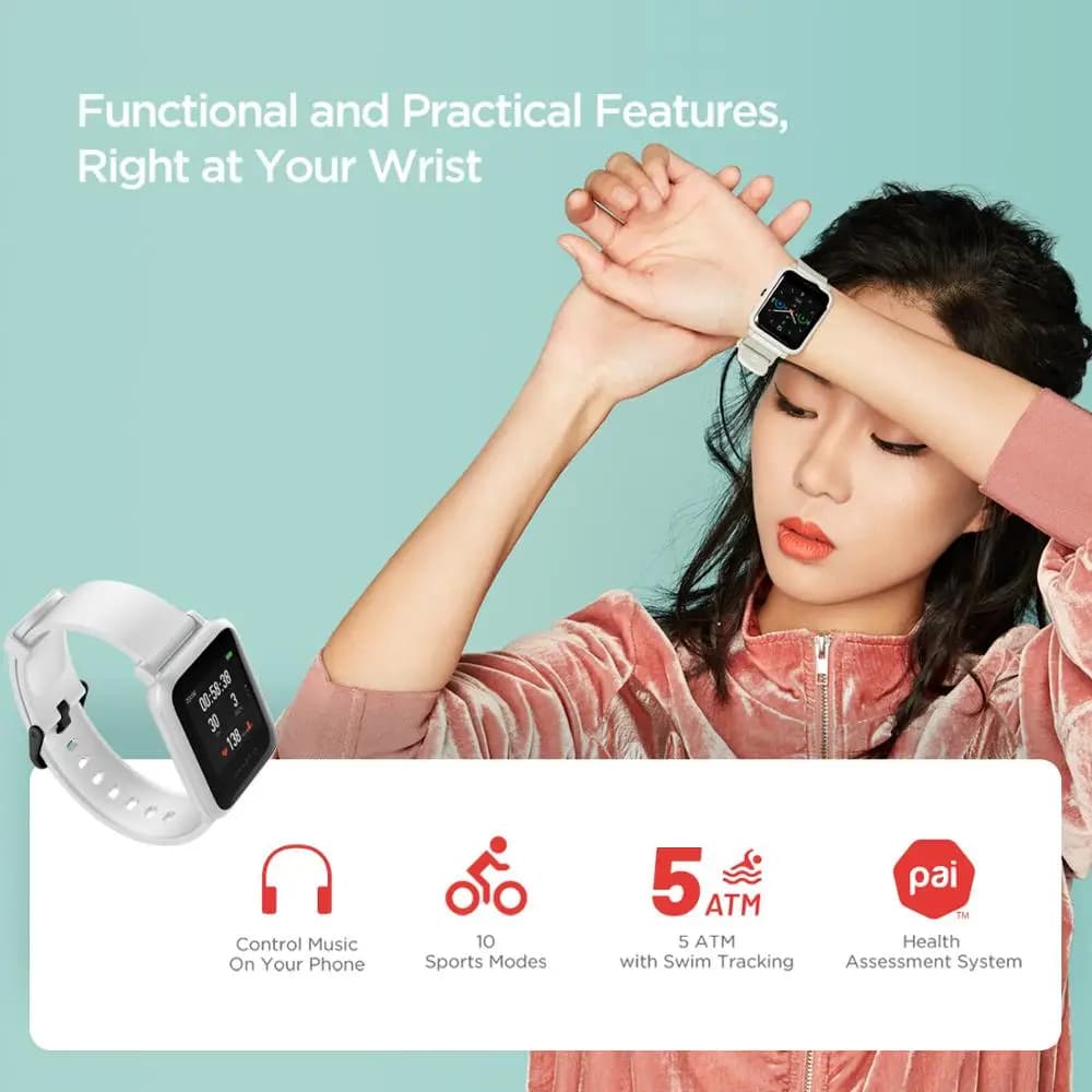 Amazfit SmartWatch Bip S GPS GLONASS 31g corps plume-lumière Bluetooth mesure de la fréquence cardia
