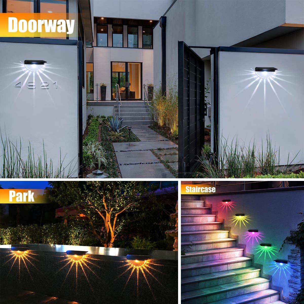 2 pièces lumières de pont solaires lumières LED imperméables extérieures pour Patio escaliers cour j