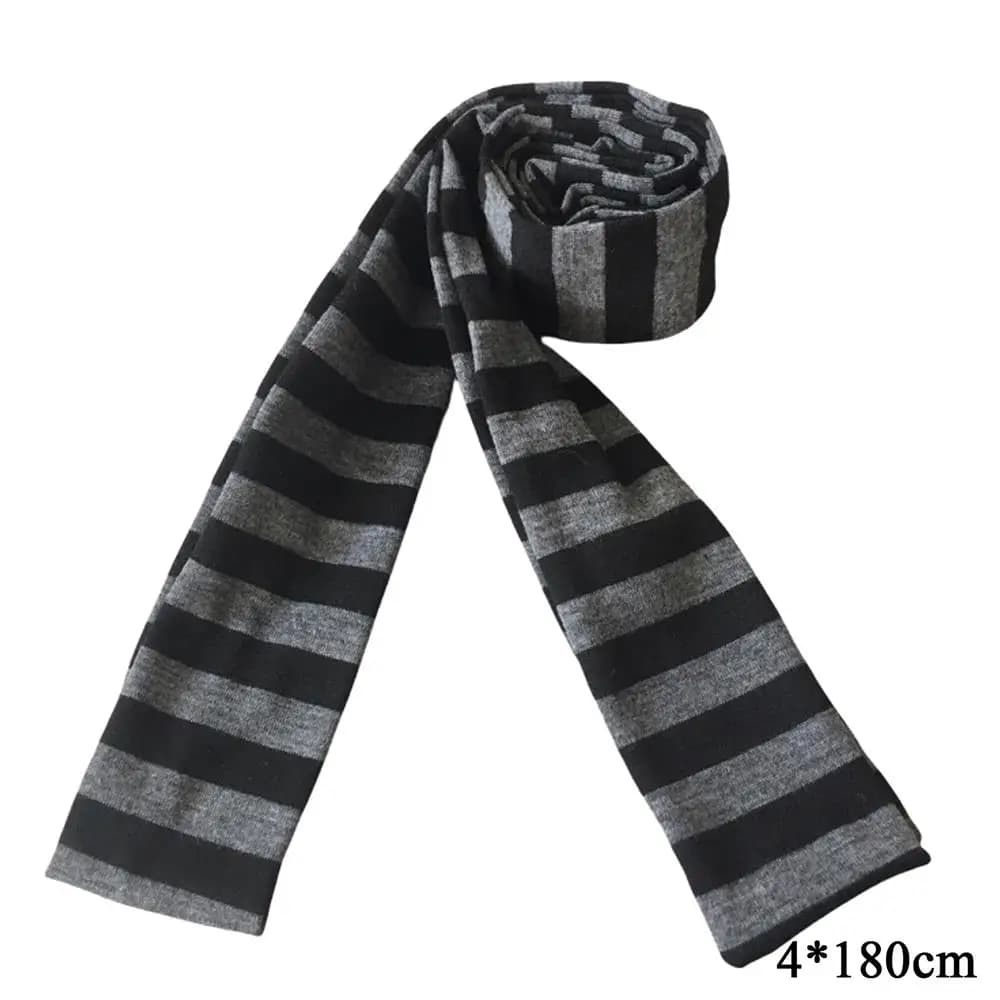 Y2K noir gris rayé écharpe pour femmes coton longue écharpe tour de cou écharpe Punk maigre mince co