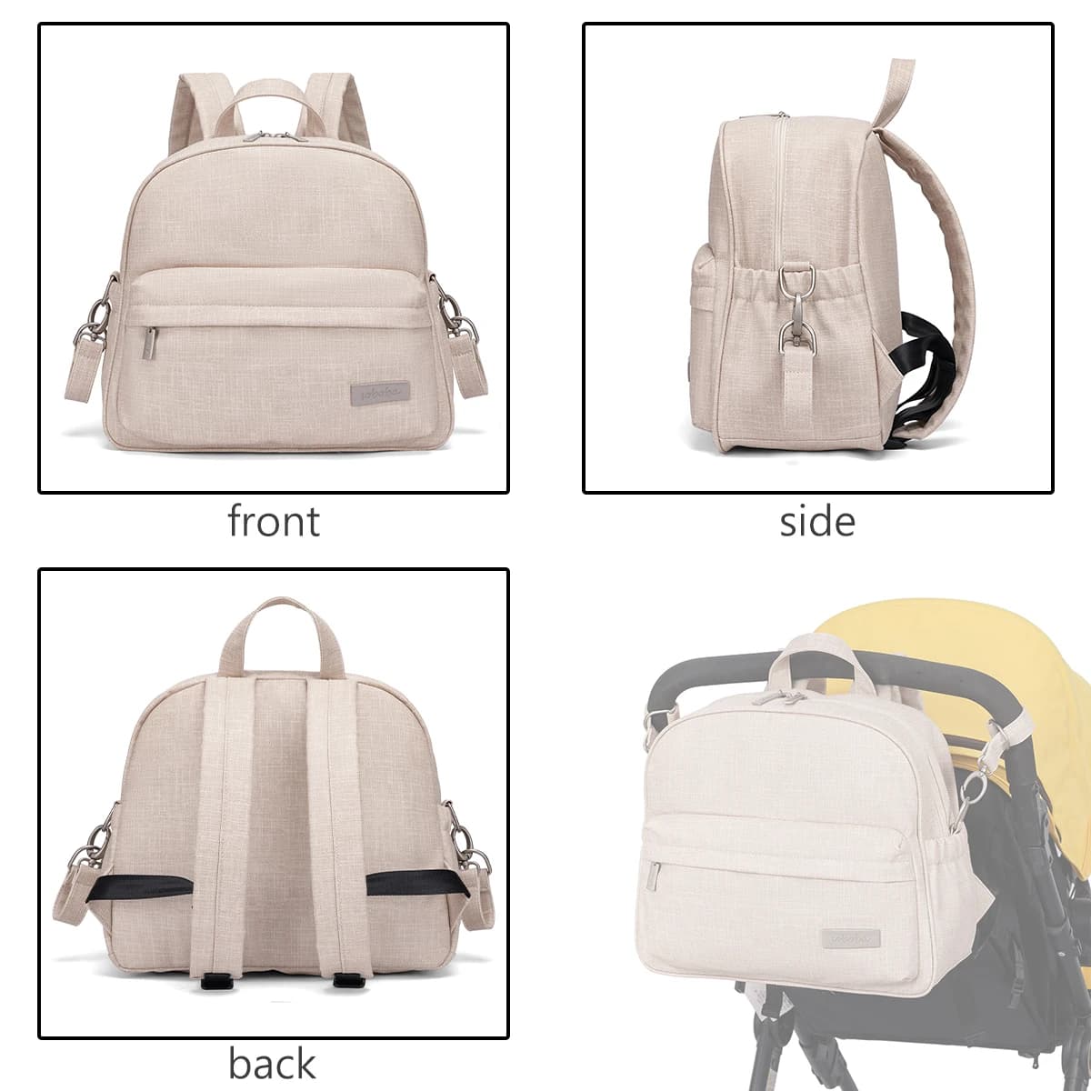 Soboba élégant sac à dos à couches pour femmes solide mode imperméable grande capacité multi-fonctio