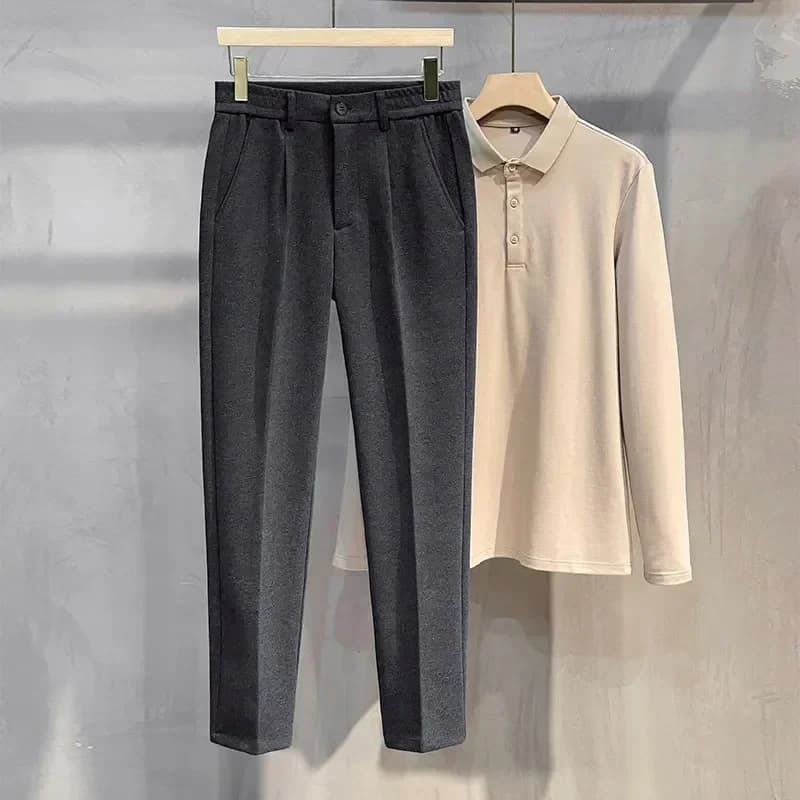 Pantalon de costume en laine pour hommes, mode coréenne, Slim, droit, taille élastique, formel, Busi