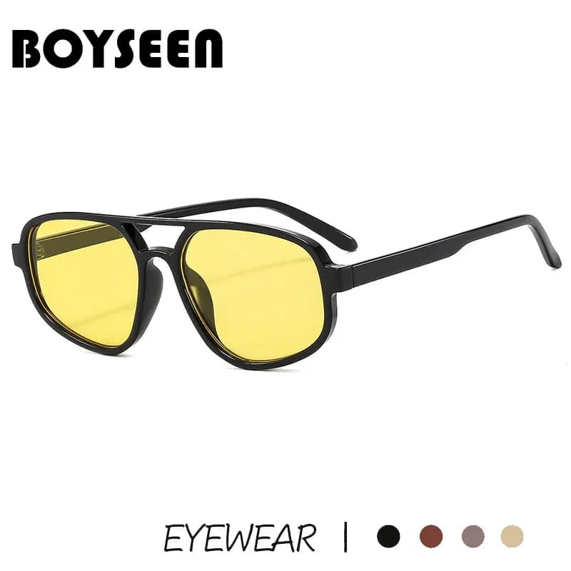 BOYSEEN Lunettes de soleil marron pour femme UV400 Lunettes rétro polygonales Lunettes de soleil de 