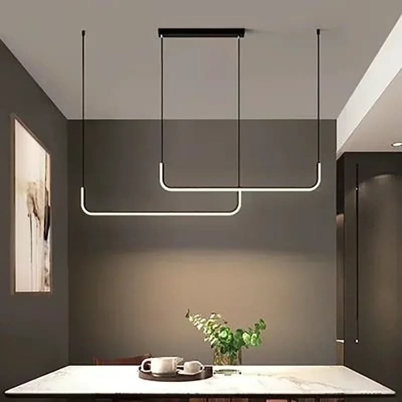 Moderne LED bande Lustre lumière Restaurant cuisine décor plafond or suspendus pendentifs salon écla