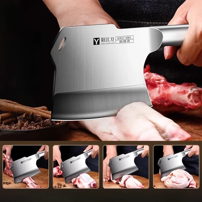 Couteau Forgé Épais Tout Acier Inoxydable, Couperet à Viande, Chef de Cuisine, Sharp eo, Puissant, C