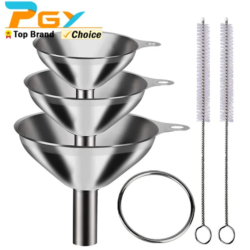 Ensemble d'entonnoirs de cuisine en acier inoxydable, 3/5 pièces, entonnoirs métalliques de qualité 